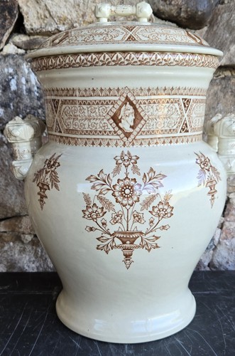 Ironstone medallion lidded - ironstone,