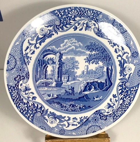 Spode cake plate - italian, blue